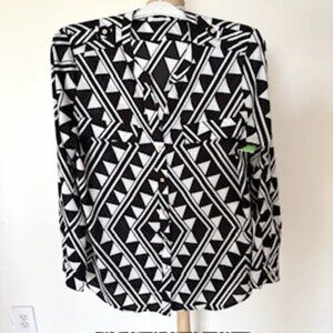 Women's Calvin Klein Blouse, Black/White, XL